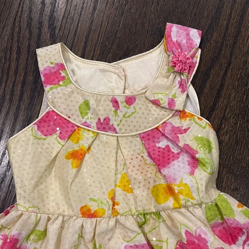 Floral Kids Dress with Pink and Orange Accents size 3T